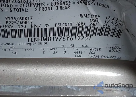 2006 Lincoln Town Car Signature z USA, uszkodzony, nr VIN 1LNHM81V76Y612251